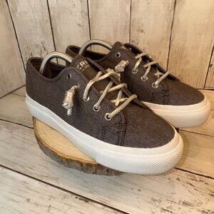 Sperry Top-Sider Seacoast Canvas Sneakers Metallic Platinum Women’s Size 6.5